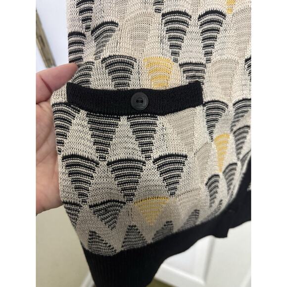 Nic + Zoe Silk Blend Geometric Button Front Cardigan Size Medium Dark Academia - Picture 9 of 10